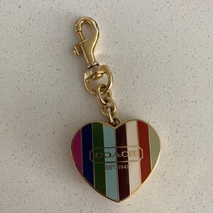 Coach Striped Heart Keychain 1941 FOB Bag charm RARE